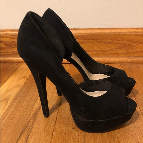 Breckelles Women’s High Heels Suede Open Toe Pumps - Picture 2 of 7